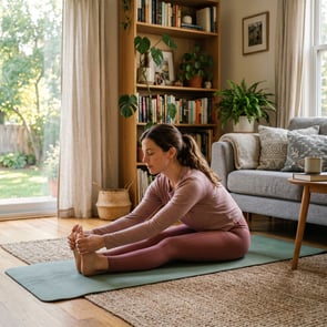 woman doing seated forward fold